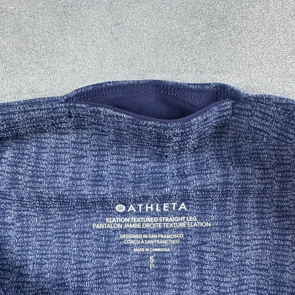 Athleta Elation Textured Straight Leg‎ Pants Blue Herringbone Small Petite SP
